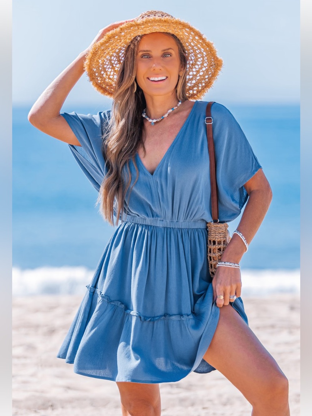 Light Blue Women's Beach Cover-Up Sundress